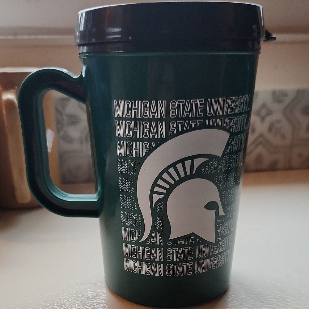 Green Travel Mug with Spartan Logo